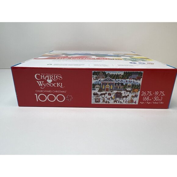 Charles Wysocki Churchyard Christmas 1000-Piece Puzzle Holiday Fun Buffalo Games - Picture 2 of 9